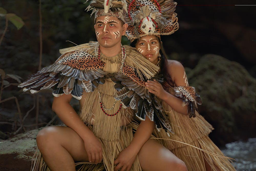 a tribal couple with body art